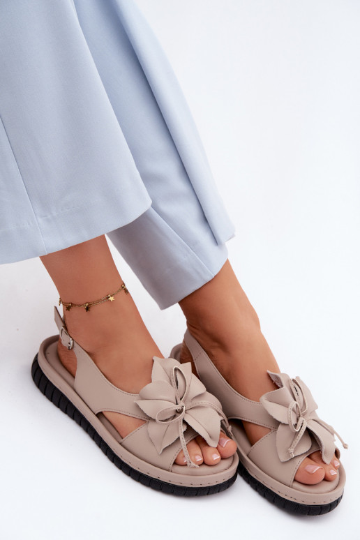 Sandálias femininas Feminino Com decorações com floresem Vinceza 66917 bege