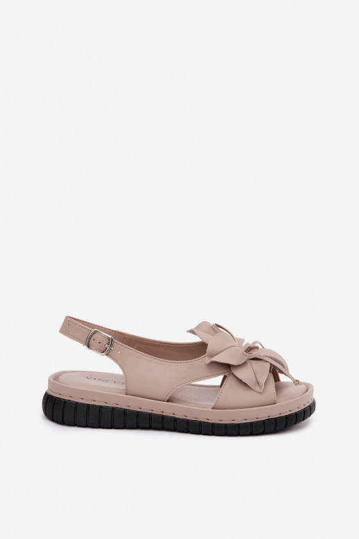 Sandálias femininas Feminino Com decorações com floresem Vinceza 66917 bege