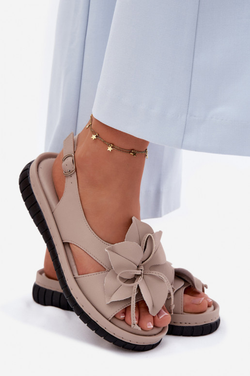 Sandálias femininas Feminino Com decorações com floresem Vinceza 66917 bege