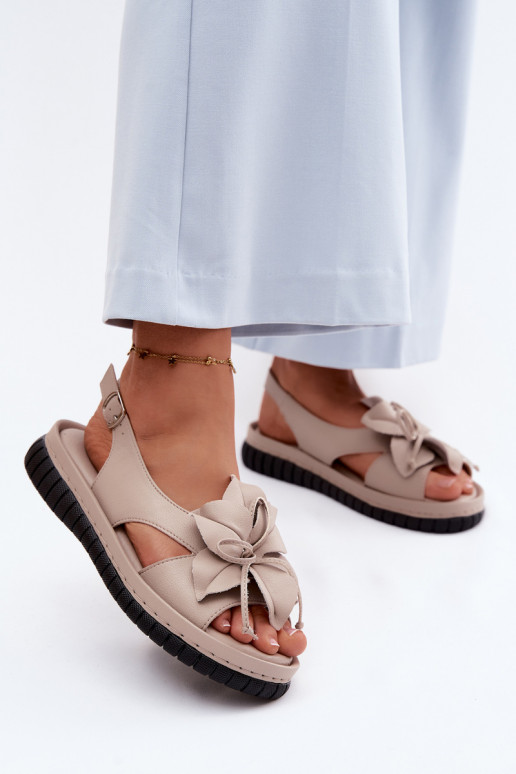 Sandálias femininas Feminino Com decorações com floresem Vinceza 66917 bege