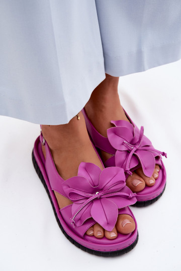 Sandálias femininas Feminino Com decorações com floresem Vinceza 66917 cor rosa