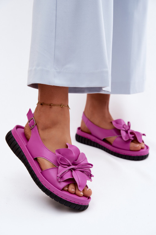 Sandálias femininas Feminino Com decorações com floresem Vinceza 66917 cor rosa