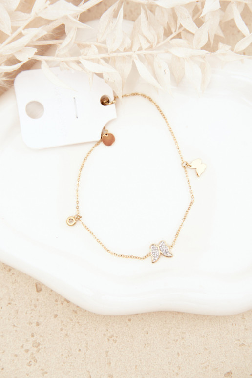 Pulseira de tornozelo com borboletas cor dourada
