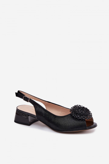 Sandálias femininas Feminino Klocke com enfeites D&A CR61-3030 cor preta 2