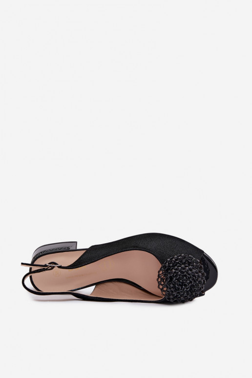 Sandálias femininas Feminino Klocke com enfeites D&A CR61-3030 cor preta