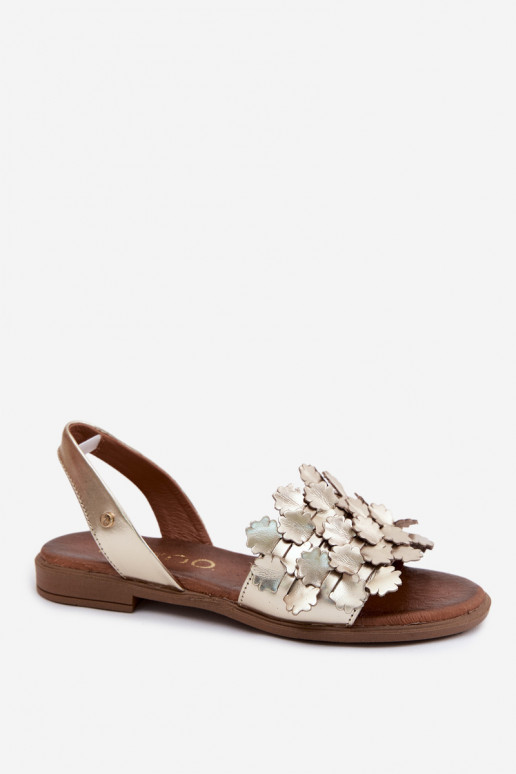 Sandálias douradas elegantes femininas com saltos largos Zazoo 40468