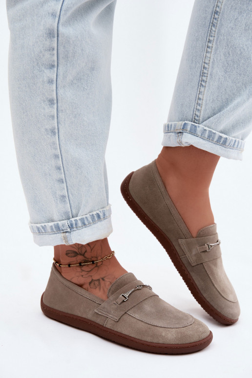 Mocassins Barefoot de camurça Zazoo 322 cor capuccino