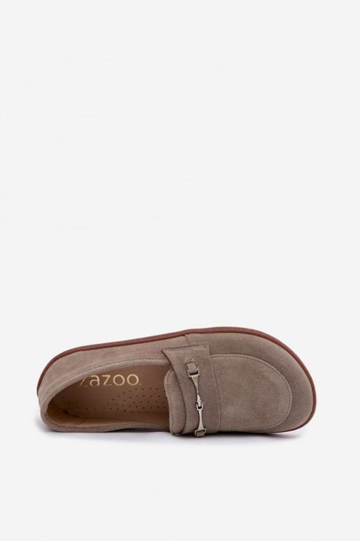 Mocassins Barefoot de camurça Zazoo 322 cor capuccino
