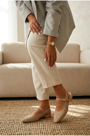  sandálias Bailarinas Feminino com alças bege Selrene 2