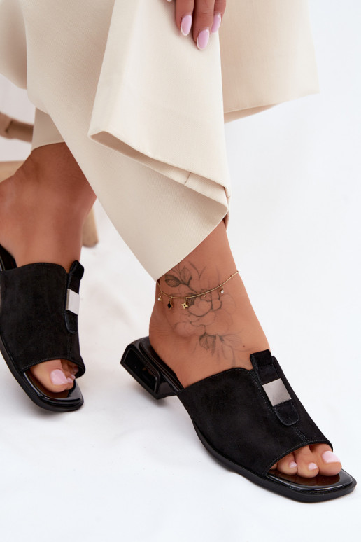 Estilo elegante Chinelos femininos camurça naturaloParaa D&A JC61-1002 cor preta