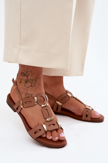 Sandálias rasteiras para mulheres S.Barski PL61-0903 cor marrom 2