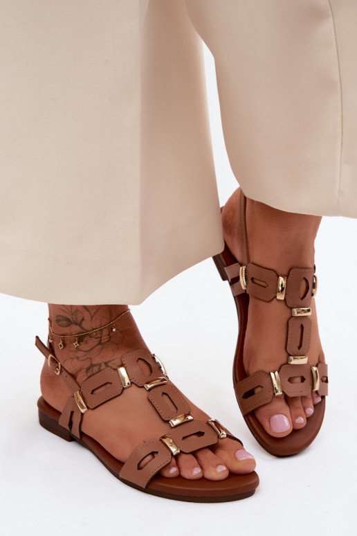 Sandálias rasteiras para mulheres S.Barski PL61-0903 cor marrom