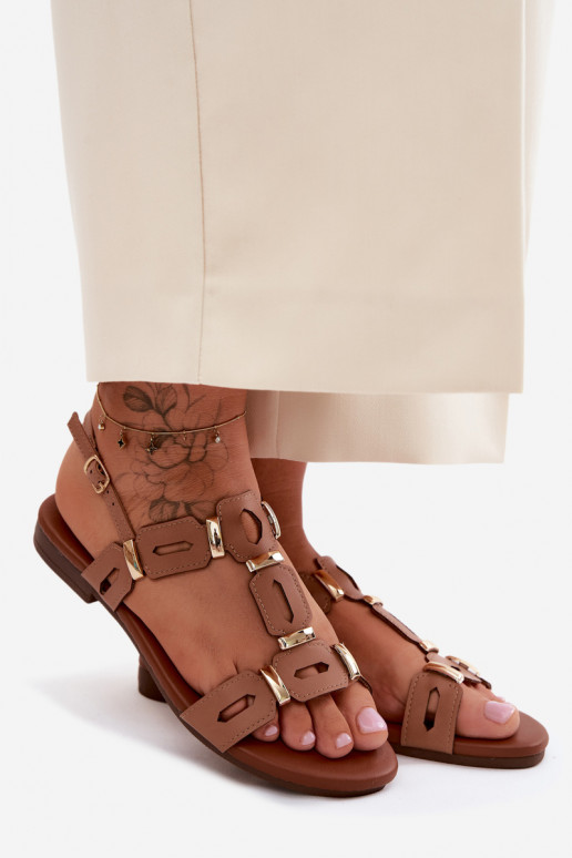 Sandálias rasteiras para mulheres S.Barski PL61-0903 cor marrom