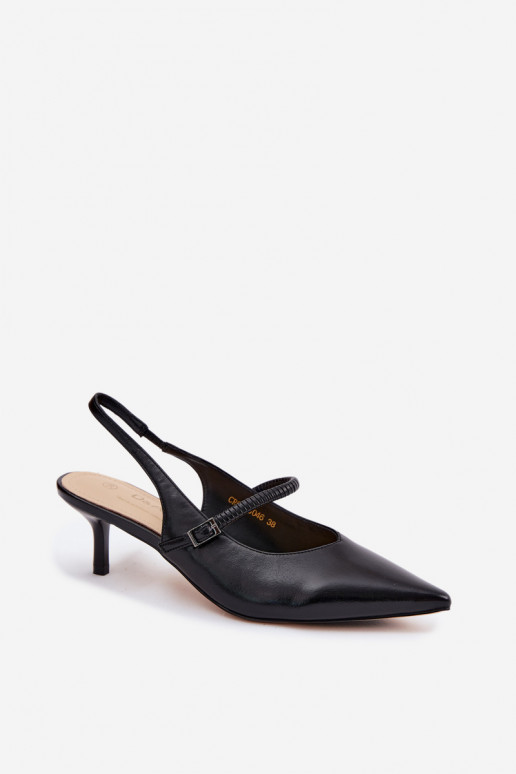 Pele Sapato Sandálias de salto alto com alças D&A CR61-3046 cor preta