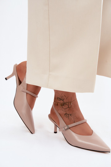 Pele Sapato Sandálias de salto alto com alças D&A CR61-3046 bege 2