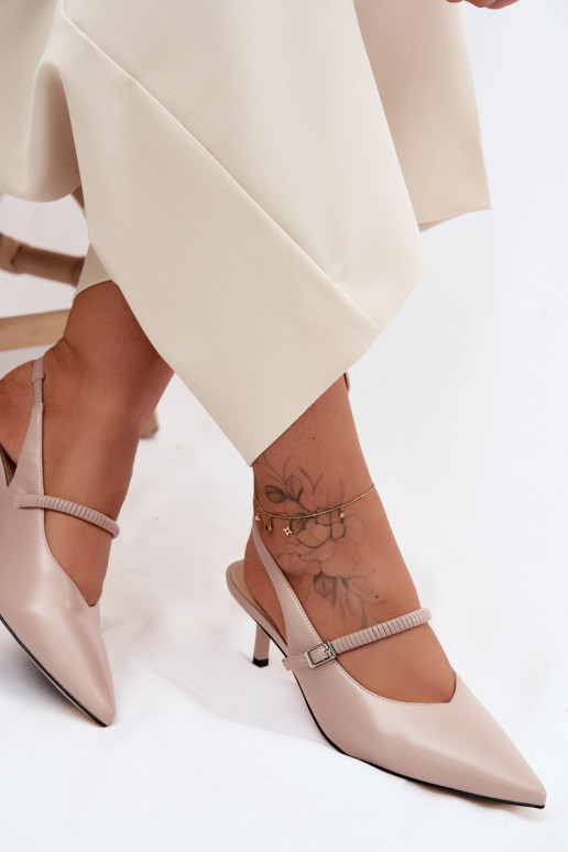 Pele Sapato Sandálias de salto alto com alças D&A CR61-3046 bege