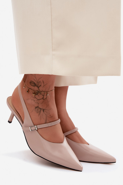 Pele Sapato Sandálias de salto alto com alças D&A CR61-3046 bege