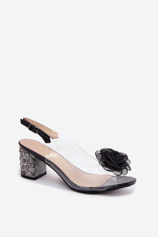 sandálias Transparente com salto com olhos brilhantes SiateczkoParaa cor rosaa D&A MR61-9011 cor preta