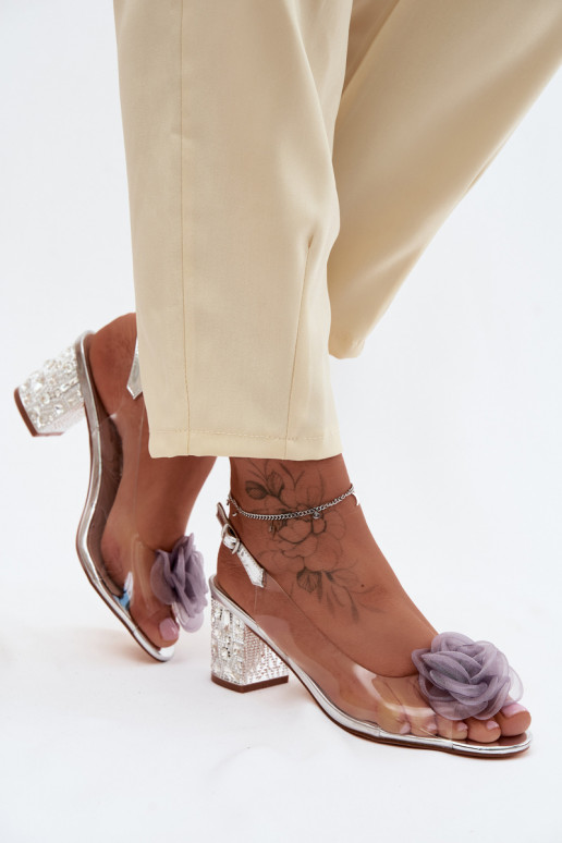 sandálias Transparente com salto com olhos brilhantes SiateczkoParaa cor rosaa D&A MR61-9011 cor prata