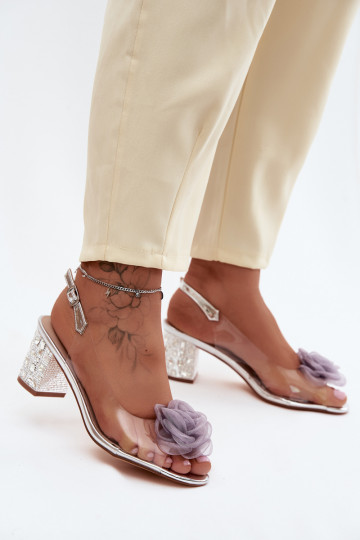 sandálias Transparente com salto com olhos brilhantes SiateczkoParaa cor rosaa D&A MR61-9011 cor prata 2