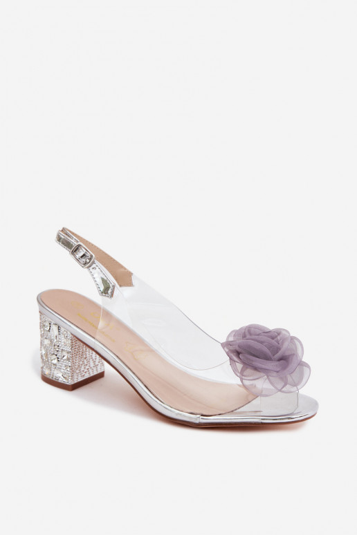 sandálias Transparente com salto com olhos brilhantes SiateczkoParaa cor rosaa D&A MR61-9011 cor prata