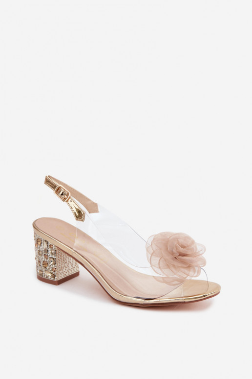 sandálias Transparente com salto com olhos brilhantes SiateczkoParaa cor rosaa D&A MR61-9011 cor dourada