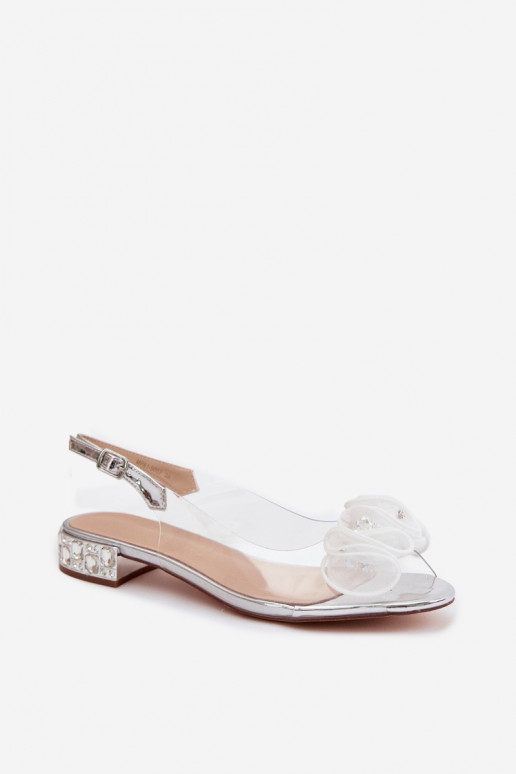 Sandálias femininas Transparente com olhos brilhantes D&A MR61-9002 cor prata