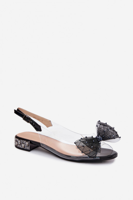 Sandálias transparentes femininas com laços D&A MR61-9001 pretas