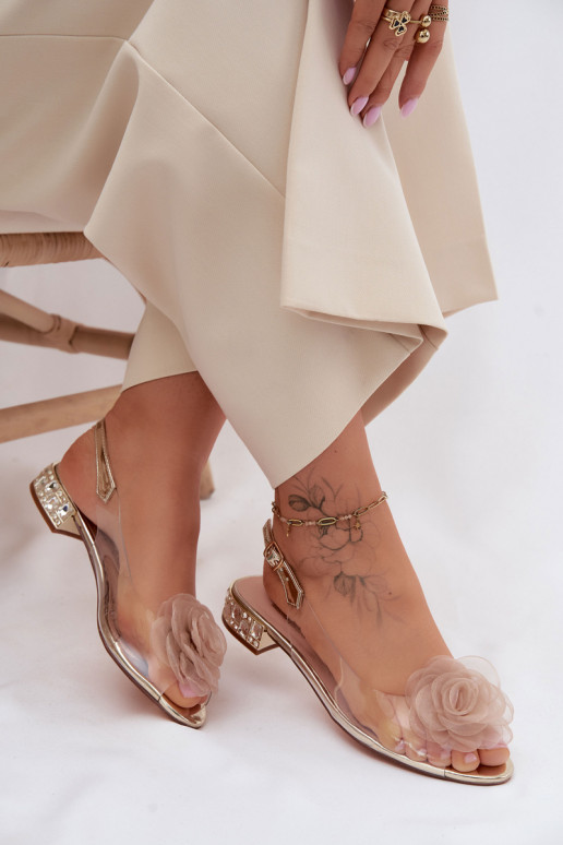 Sandálias femininas TransparenteRosa D&A MR61-9003 cor dourada