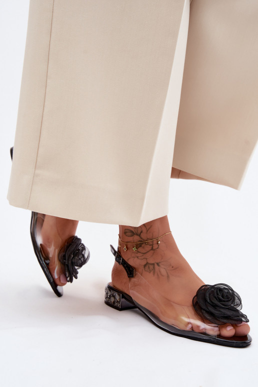 Sandálias femininas TransparenteRosa D&A MR61-9003 cor preta