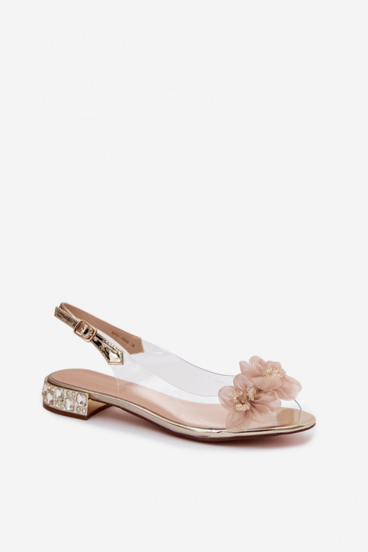 Transparente sandálias com olhos brilhantes I SiateczkoParaymi com motivos floraisami D&A MR61-9006 cor dourada