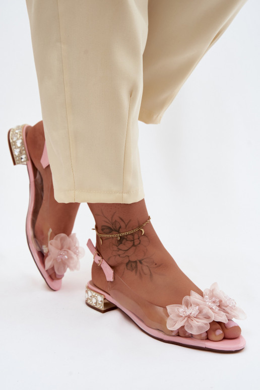 Transparente sandálias com olhos brilhantes I SiateczkoParaymi com motivos floraisami D&A MR61-9006 cor rosa