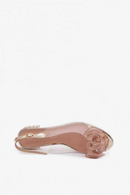 Sandálias femininas Transparente com olhos brilhantes D&A MR61-9002 cor dourada