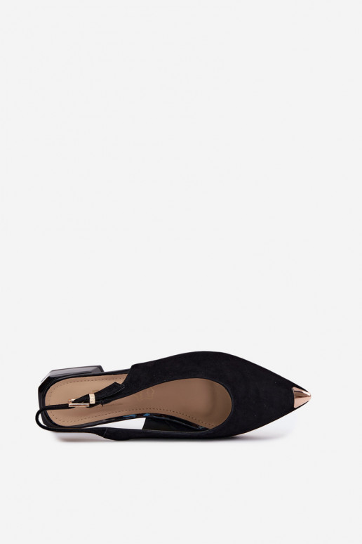 Pele Sandálias femininas de camurça De salto baixo D&A CR61-3050 cor preta