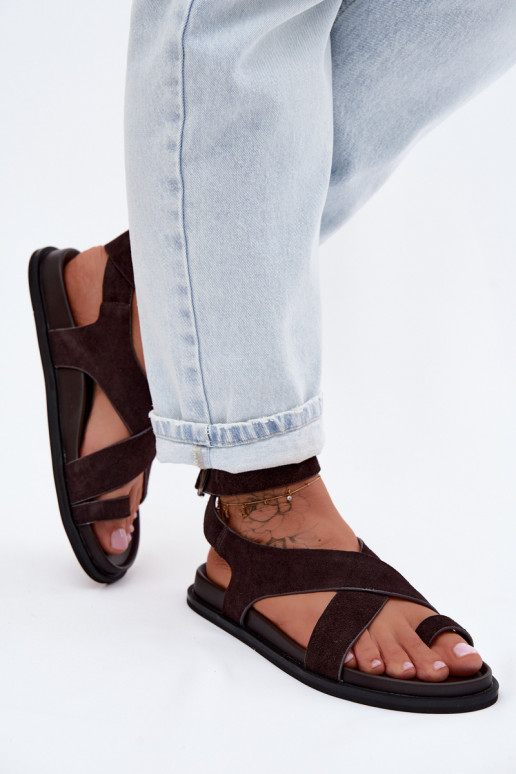 Sandálias rasteirasHabilitadoturalnego de camurçau D&A CR61-3049 CzekoladoParae