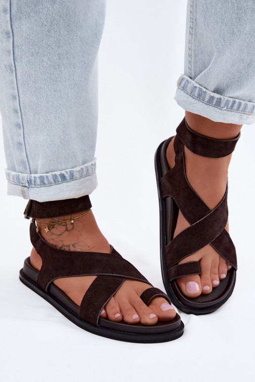 Sandálias rasteirasHabilitadoturalnego de camurçau D&A CR61-3049 CzekoladoParae