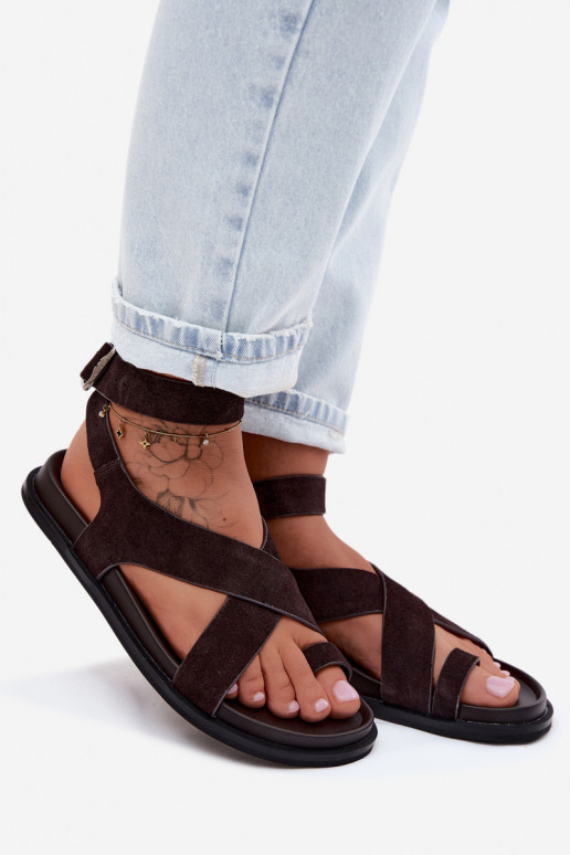 Sandálias rasteirasHabilitadoturalnego de camurçau D&A CR61-3049 CzekoladoParae