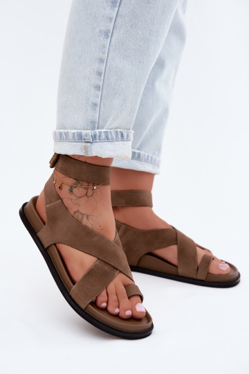 Sandálias rasteirasHabilitadoturalnego de camurçau D&A CR61-3049 bege 2