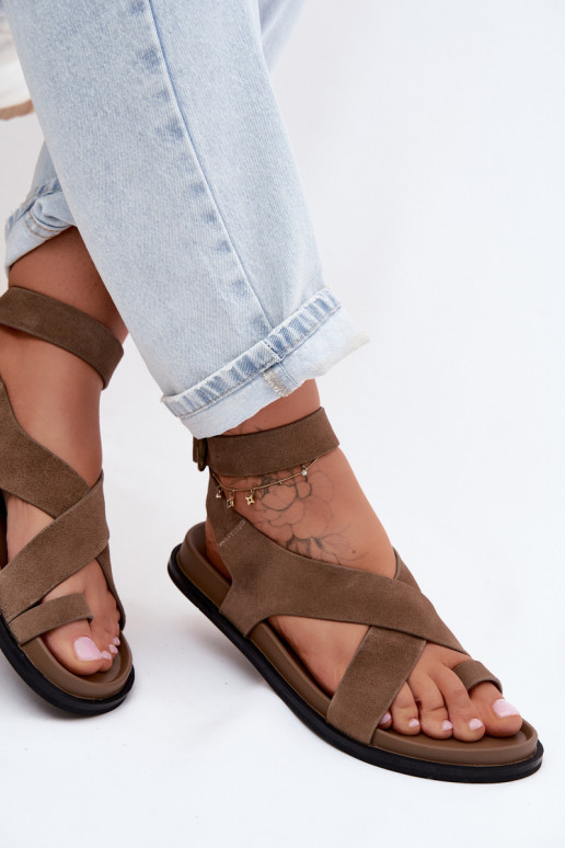 Sandálias rasteirasHabilitadoturalnego de camurçau D&A CR61-3049 bege