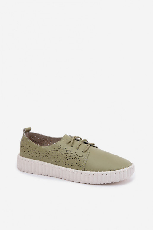 Sapatos com elementos de renda em verde Pearla