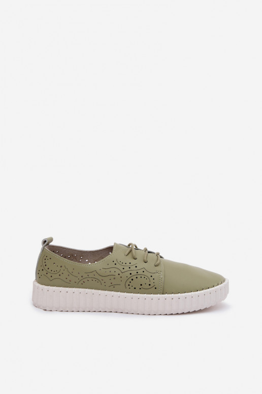 Sapatos com elementos de renda em verde Pearla