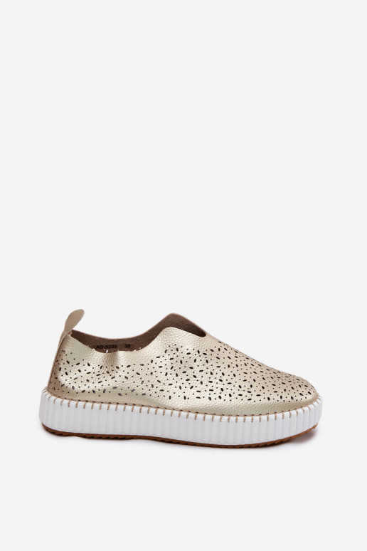 Sapatos slip-on com elementos de renda e plataforma em dourado Glamma