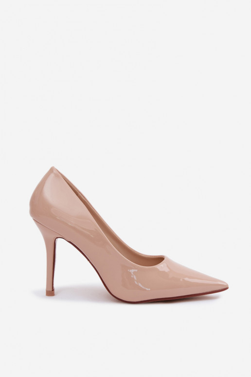 Sapatos de salto clássicos em couro sintético bege Odira