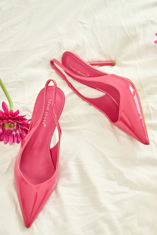 Sandálias rosas envernizadas com salto alto em couro sintético Calera