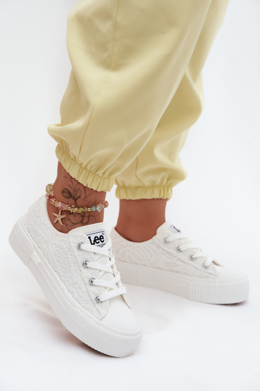 com motivos de renda Sapatos de lazer com uma plataforma LEE ISLA LACE EMOMEN LOEM 50261003.1FG cor branca