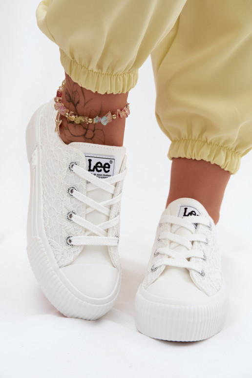 com motivos de renda Sapatos de lazer com uma plataforma LEE ISLA LACE EMOMEN LOEM 50261003.1FG cor branca