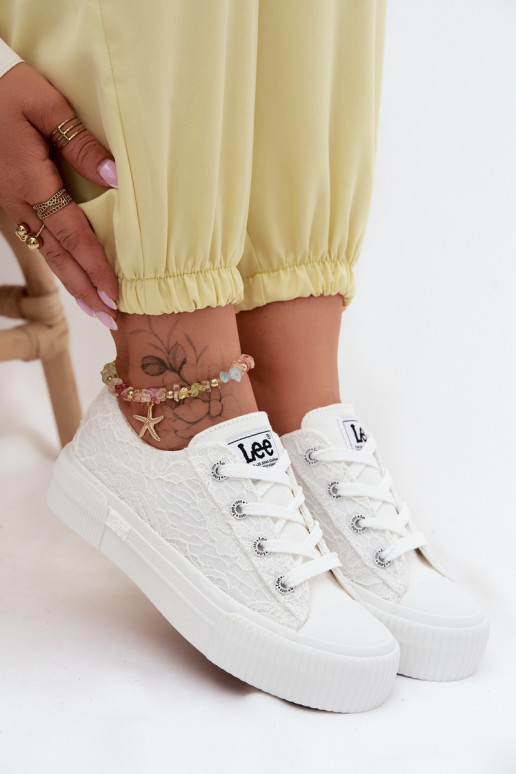 com motivos de renda Sapatos de lazer com uma plataforma LEE ISLA LACE EMOMEN LOEM 50261003.1FG cor branca