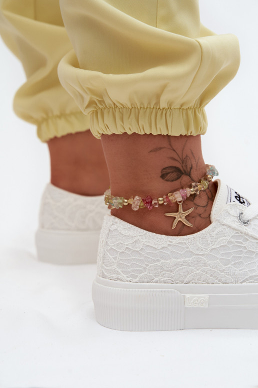 com motivos de renda Sapatos de lazer com uma plataforma LEE ISLA LACE EMOMEN LOEM 50261003.1FG cor branca