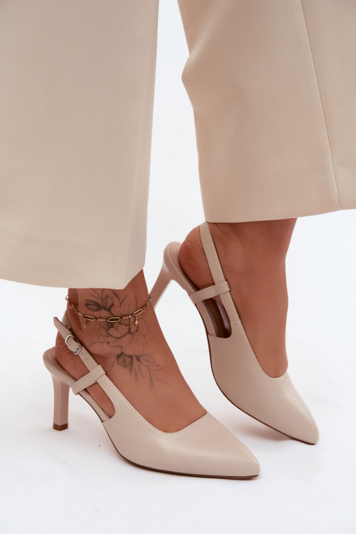 Sandálias femininas com salto Sergio Leone SK157 bege