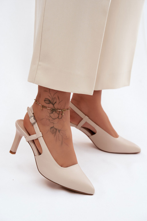 Sandálias femininas com salto Sergio Leone SK157 bege